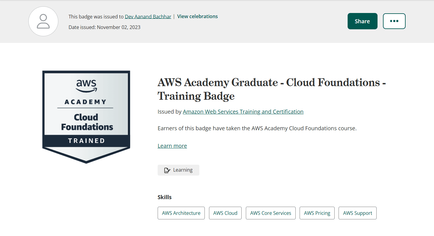 AWS Academy Graduate - Cloud Foundations